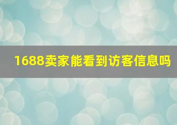 1688卖家能看到访客信息吗