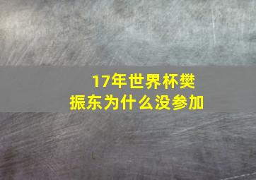 17年世界杯樊振东为什么没参加