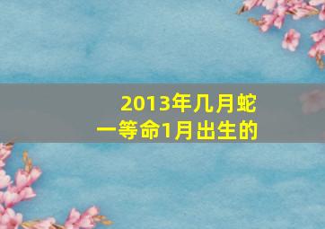 2013年几月蛇一等命1月出生的