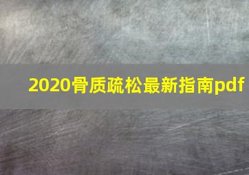 2020骨质疏松最新指南pdf