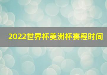 2022世界杯美洲杯赛程时间