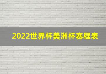 2022世界杯美洲杯赛程表