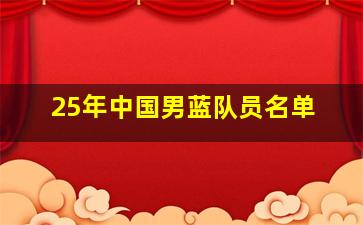 25年中国男蓝队员名单