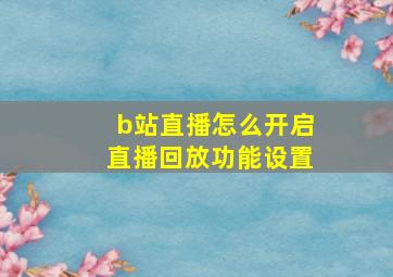 b站直播怎么开启直播回放功能设置