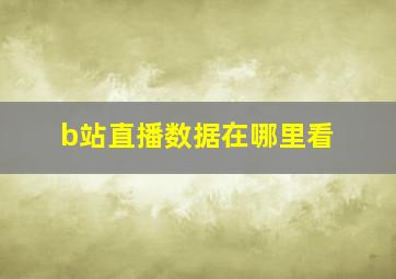 b站直播数据在哪里看