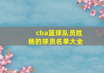 cba篮球队员姓杨的球员名单大全