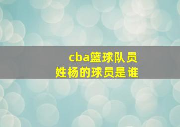 cba篮球队员姓杨的球员是谁