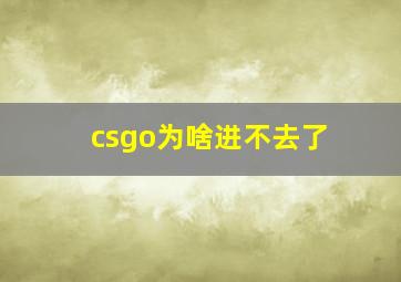 csgo为啥进不去了