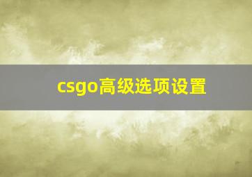 csgo高级选项设置