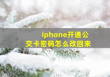 iphone开通公交卡密码怎么改回来