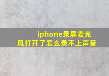 iphone录屏麦克风打开了怎么录不上声音