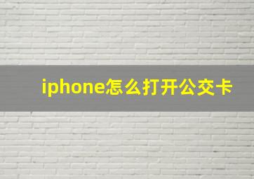 iphone怎么打开公交卡