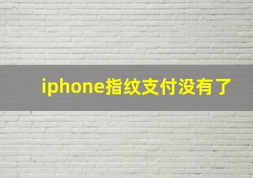 iphone指纹支付没有了