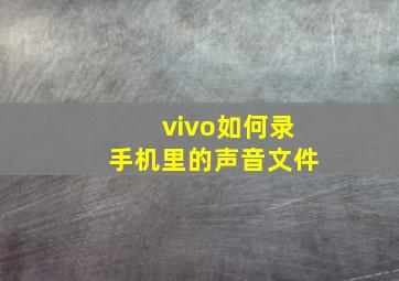 vivo如何录手机里的声音文件