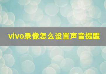 vivo录像怎么设置声音提醒