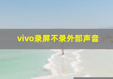 vivo录屏不录外部声音