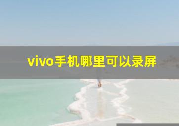 vivo手机哪里可以录屏