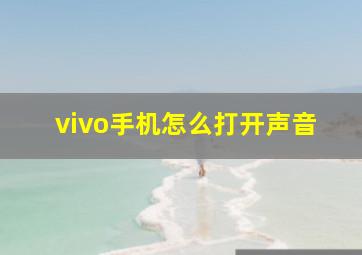 vivo手机怎么打开声音