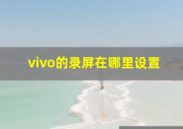 vivo的录屏在哪里设置