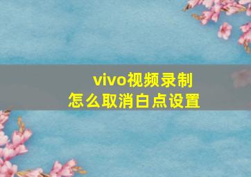 vivo视频录制怎么取消白点设置