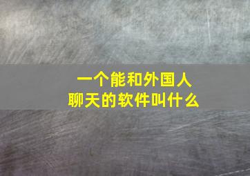 一个能和外国人聊天的软件叫什么