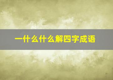 一什么什么解四字成语