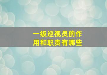 一级巡视员的作用和职责有哪些