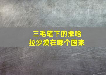 三毛笔下的撒哈拉沙漠在哪个国家