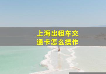 上海出租车交通卡怎么操作