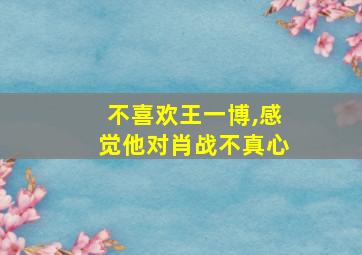 不喜欢王一博,感觉他对肖战不真心