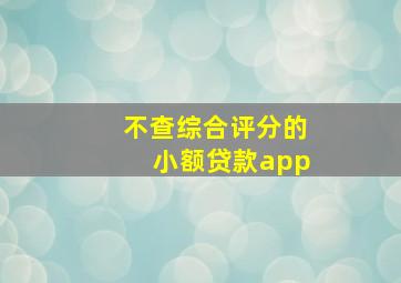 不查综合评分的小额贷款app