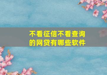 不看征信不看查询的网贷有哪些软件