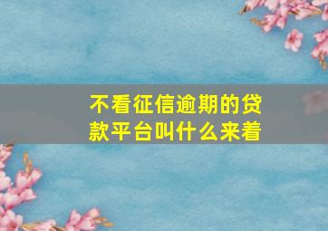 不看征信逾期的贷款平台叫什么来着