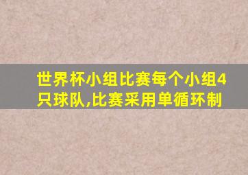 世界杯小组比赛每个小组4只球队,比赛采用单循环制