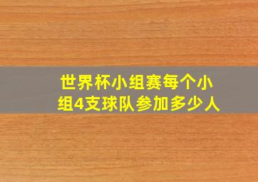 世界杯小组赛每个小组4支球队参加多少人