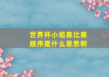 世界杯小组赛比赛顺序是什么意思啊