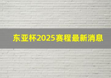 东亚杯2025赛程最新消息