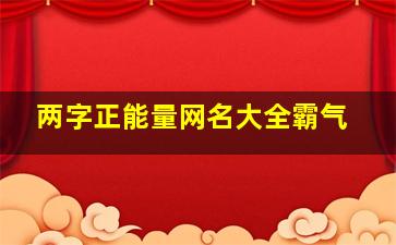 两字正能量网名大全霸气