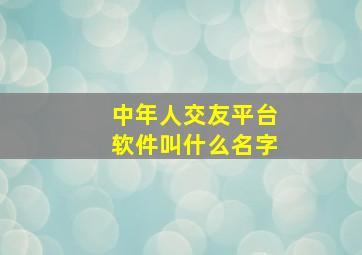 中年人交友平台软件叫什么名字