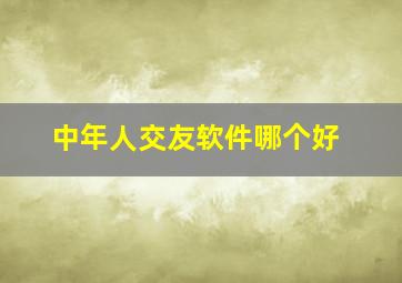 中年人交友软件哪个好