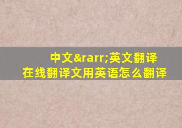 中文→英文翻译在线翻译文用英语怎么翻译