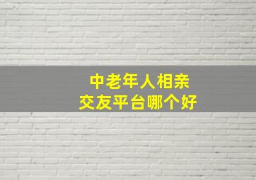 中老年人相亲交友平台哪个好