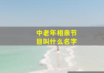 中老年相亲节目叫什么名字