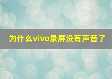 为什么vivo录屏没有声音了