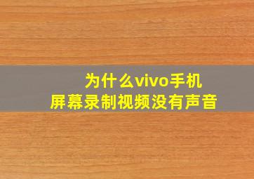 为什么vivo手机屏幕录制视频没有声音