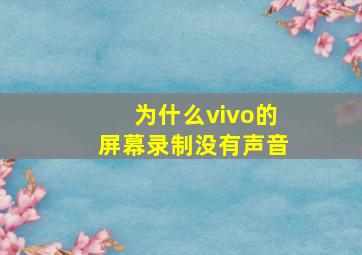 为什么vivo的屏幕录制没有声音