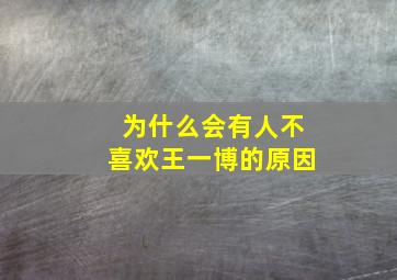 为什么会有人不喜欢王一博的原因