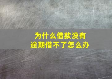 为什么借款没有逾期借不了怎么办