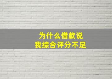 为什么借款说我综合评分不足