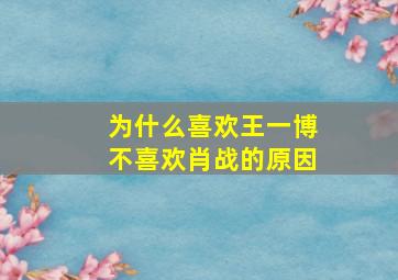 为什么喜欢王一博不喜欢肖战的原因